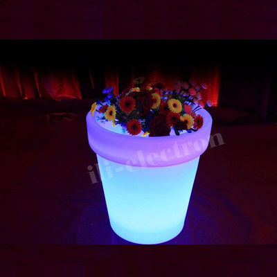 Plantador de luz LED recargable, Plantadores iluminados al aire libre redondo Cambiando de color