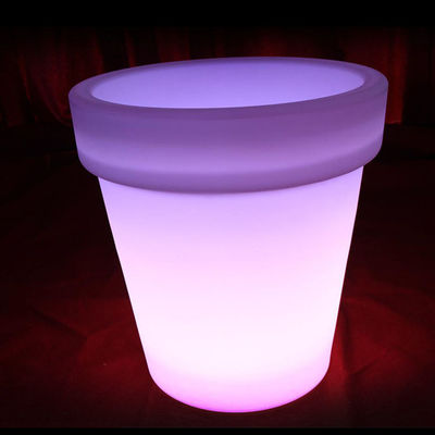 Plantador de luz LED recargable, Plantadores iluminados al aire libre redondo Cambiando de color
