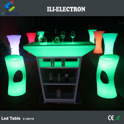 Mesa de cóctel LED de plástico PE con modos de iluminación de estroboscopo y alimentada por batería de litio recargable