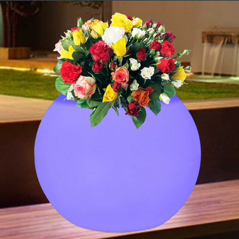 CE/ROHS 16 colores cambiantes macetas de flores brillantes de forma redonda PE recubierto para la decoración