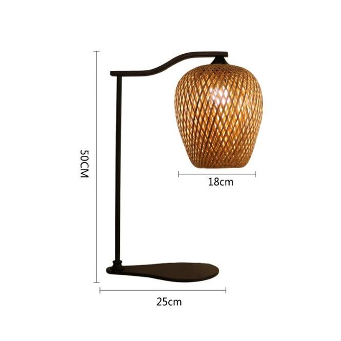 Atmosfera Lámpara de mesa de ratán, lámpara de mesa de bambú para decoración de interiores