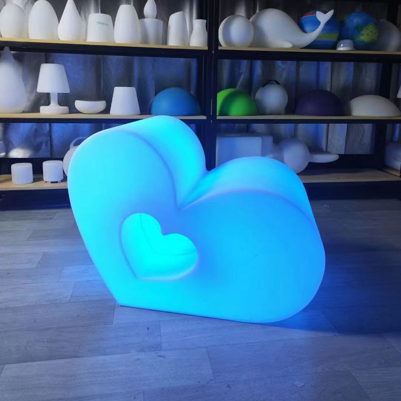 Creativo colorido Led Glowing Heart Stools Corazón silla para el evento