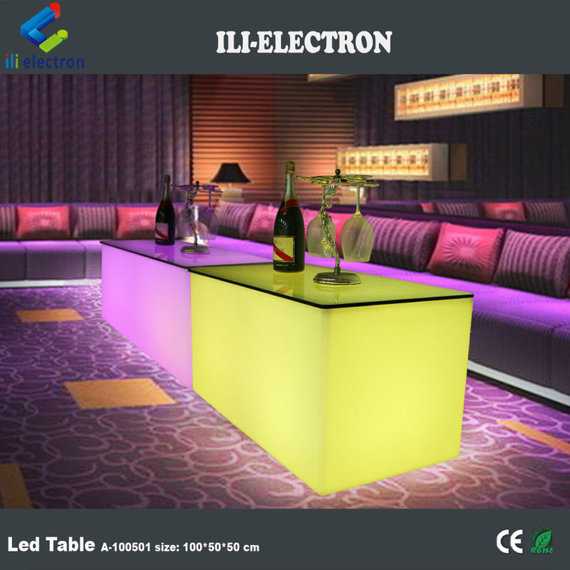 PE plástico LED rectángulo cubo de luz de la barra de la mesa de cambio de color con control remoto para el club
