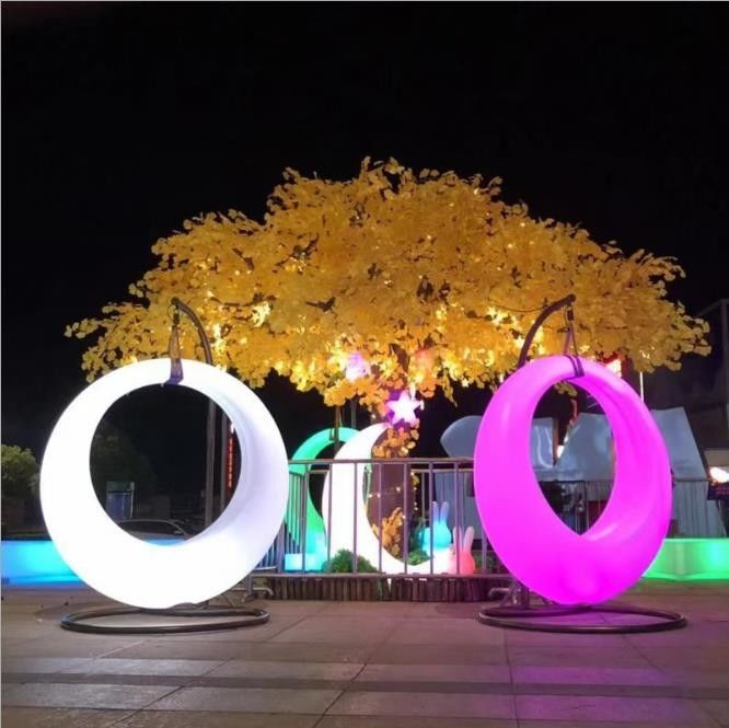 Entretenimiento al aire libre colorido silla colgante de columpios iluminación Control remoto LED Iluminado Swing